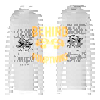 The Man Behind The Pumpkins Twins Halloween Pregnancy Long Sleeve T-Shirt - Thegiftio UK