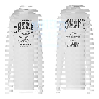 Monterey Ca Ancre De Bateau Et Rames Croisées Bleu Marine T-shirt à manches longues - Cadeauxyz