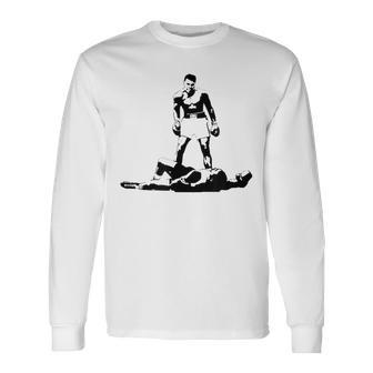 Muhammed Boxer Legend Ali Graffition Einem KO Blue Langarmshirts - Geschenkecke