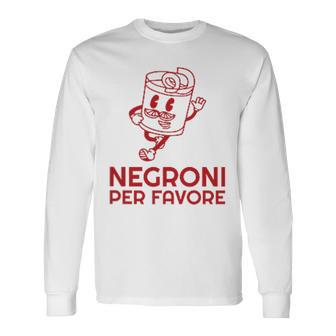 Ni Per Favore Cocktail Front Print Italiano Original Gray Langarmshirts - Geschenkecke