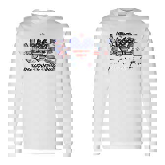 Peace Love Pitbull 4Th Of July American Flag Usa Long Sleeve T-Shirt - Monsterry