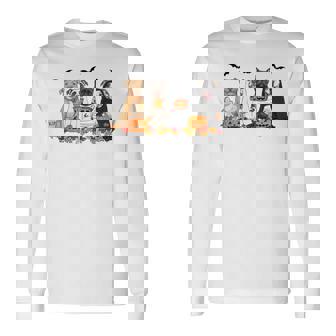 Pit Bull Dogs Ghost Witch Mummy Halloween Pumpkins Spooky Long Sleeve T-Shirt - Thegiftio UK