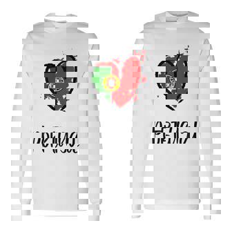 Portugal Heart Flag Cool Europe Mirandese Portuguese Camiseta de manga larga - Regaloses
