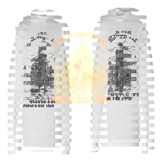 Retro Rockin Around The Christmas Tree Bronco Cowboy Rodeo Long Sleeve T-Shirt - Monsterry