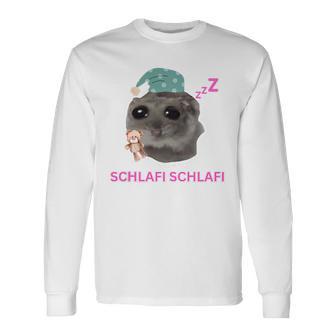 Schlafi Schlafi Sad Hamster Meme Gray Langarmshirts - Seseable