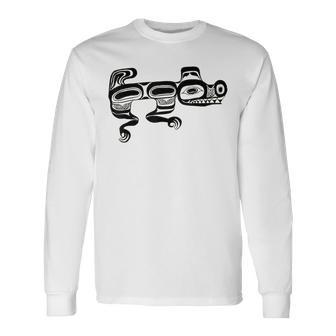 Sea Wolf Wasco Haida Pacífico Noroeste Costa India Tribal Camiseta de manga larga - Regaloses
