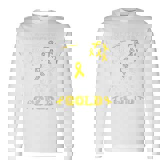 In September We Wear Gold Trex Childhood Cancer Awareness Long Sleeve T-Shirt | Mazezy