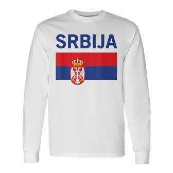 Serbian Flag Football Fan Serbia Srbija Langarmshirts - Seseable