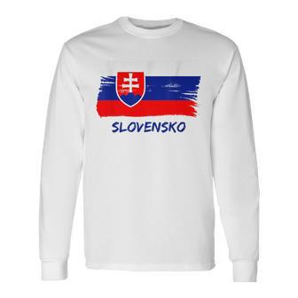 Slovak Flag Slovakia Team Fan Jersey Langarmshirts - Seseable