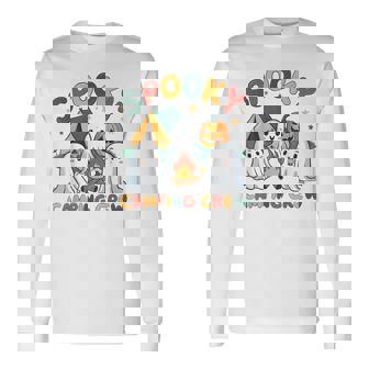 Spooky Camping Crew Ghosts Halloween Campfire Vintage Boo Long Sleeve T-Shirt - Seseable