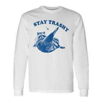 Stay Trashy Retro Style Raccoon Long Sleeve T-Shirt - Monsterry DE