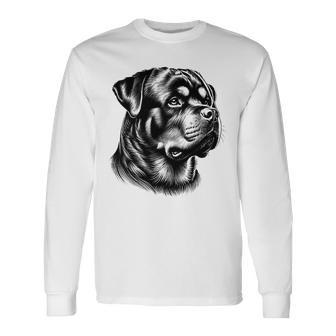 Stolzer Rottweiler Kopf Im Zeichenstil Auf Brust Langarmshirts - Geschenkecke