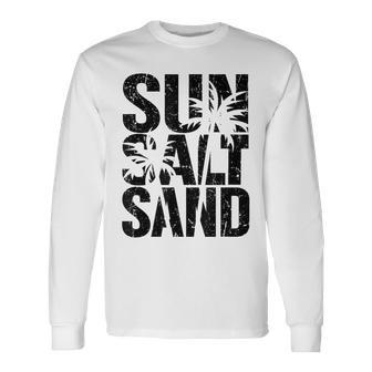 Sun Salt Sand Sommer Retro Fröhlich Urlaub Palm Tree Gray Langarmshirts - Geschenkecke