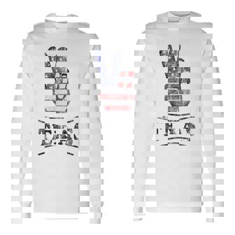 Texas Retro 70s Style Hippie Peace Symbol Distressed Long Sleeve T-Shirt - Monsterry