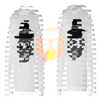 Thanksgiving Holiday Celebration Fun Turkey Symbol Icon Long Sleeve T-Shirt - Monsterry