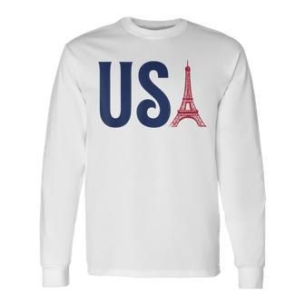 Usa Eiffel Tower Team Souvenir 2024 France Paris Holiday Long Sleeve T-Shirt - Monsterry AU
