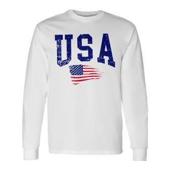 Vintage American Flag Patriotic 4Th Of July Family Matching Long Sleeve T-Shirt - Monsterry AU