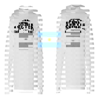 Vintage Argentina Flag Throwback Athletic Long Sleeve T-Shirt - Seseable