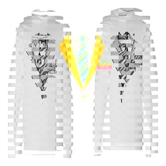 Yellow Bob Halloween Costume Zombie Tuxedo Suit Tux Long Sleeve T-Shirt - Thegiftio UK
