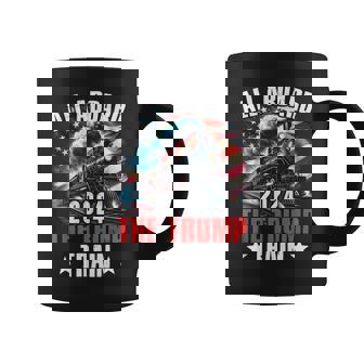 All Aboard The Trump Train Trump 2024 Patriotic Usa Flag Coffee Mug - Seseable
