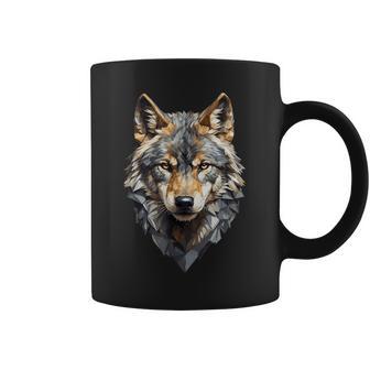 Animal Géométrique Tête De Loup Cool Amoureux De Loup Cadeaux De Loup Tasse - Cadeauxyz