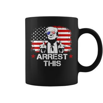 Arrest This Trump Fingers Pro Trump Flag American On Back Coffee Mug - Monsterry UK