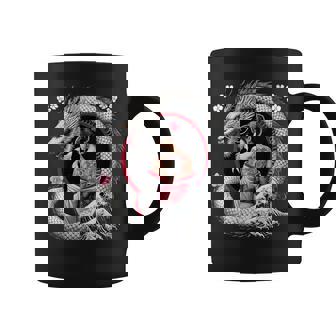 Arte Del Tatuaje De Geisha Y Dragón Cuello Taza de café - Regaloses