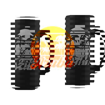 Aruba Vacation Palm Tree Sunset Retro Coffee Mug - Seseable