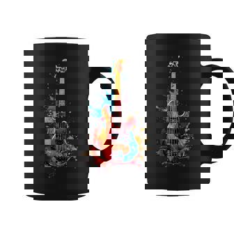 Bass Guitar Instrument On Colorful Painted Bass Guitar Coffee Mug - Monsterry