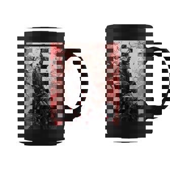 Black Samurai African Yasuke Meditating Under Cherry Blossom Coffee Mug - Seseable
