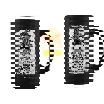 Bleached Messy Hair Bun Thick Thighs And Spooky Vibes Coffee Mug - Monsterry