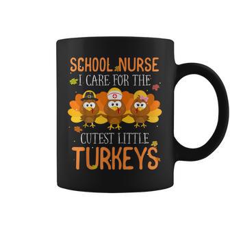 Care For Cutest Turkeys School Nurse Thanksgiving Scrub Tops Coffee Mug - Monsterry