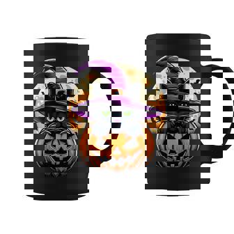 Cat Halloween Pumpkin Black Cat Coffee Mug - Monsterry