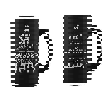 Cat Proof God Loves Us Funny Tee Graphic Print Coffee Mug - Monsterry