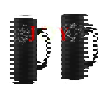 Christmas Holiday Joy Wreath Graphic Print Coffee Mug - Monsterry