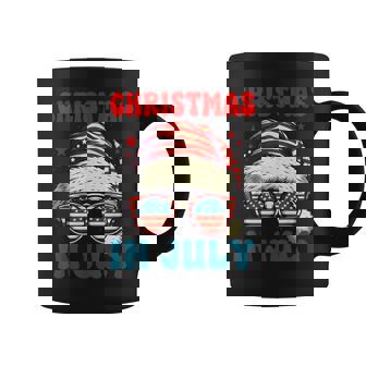 Christmas In July Santa Hat Sunglasses Usa Flag 4Th Of July Coffee Mug - Monsterry
