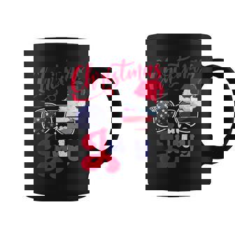 Christmas In July Usa Americain Sunglasses Santa Hat Summer Coffee Mug - Monsterry