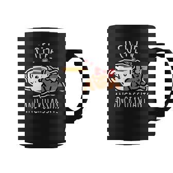 Coffee And Croissants Shirt Cute Coffee Graphic Print Coffee Mug - Monsterry