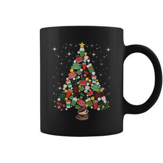 Coffee Lover And Christmas Tree Of Cups Coffee Drinker Graphic Print Coffee Mug - Monsterry
