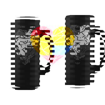 Colombia España Bandera Amistad Hermandad Corazón Poligonal Taza de café - Regaloses