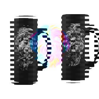 Colorful Shih Tzu Face Cute Puppy Dog Lover Black Coffee Mug - Thegiftio UK