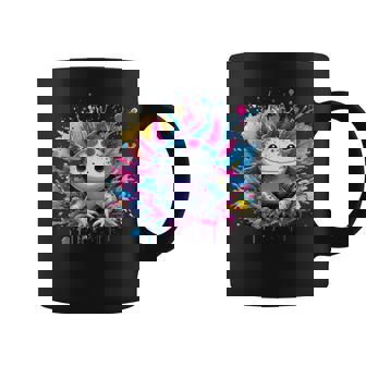 Colorido Arte Kawaii Ajolote Salpicaduras De Pintura Niños Adolescentes Niñas Taza de café - Regaloses