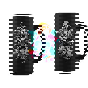 Cool Beagle Dog Skateboarding Ilustración Arte Taza de café - Regaloses
