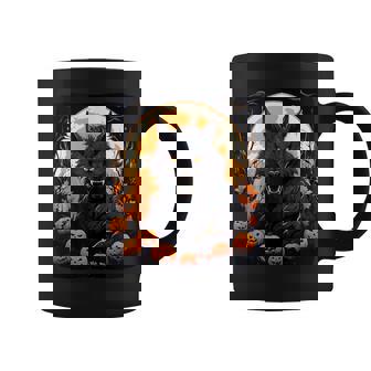 Cool Black Werewolf Costume With Pumpkins For Man And Woman Coffee Mug - Monsterry