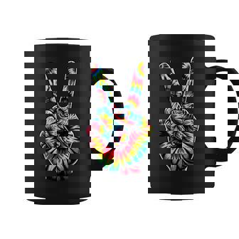 Cool Retro Tie Dye Peace Hand 1960S Hippie Peace Sign Coffee Mug - Monsterry