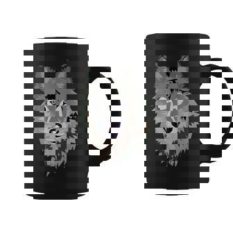 Cool Wild Gray Timber Wolf Endangered Animal Face Coffee Mug - Monsterry