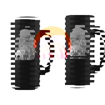 Coucher Du Soleil Cadeau Savane Safari Famille Des Éléphants Tasse - Cadeauxyz