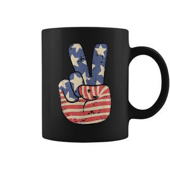 Cute America Peace American Flag Peace Sign Hand 4Th Of July Coffee Mug - Monsterry AU