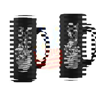 Cute America Peace American Flag Peace Sign Hand 4Th Of July Coffee Mug - Monsterry