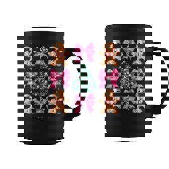 Cute Coquette Pink Bow Xmas Gingerbread Man Christmas Tree Coffee Mug - Thegiftio